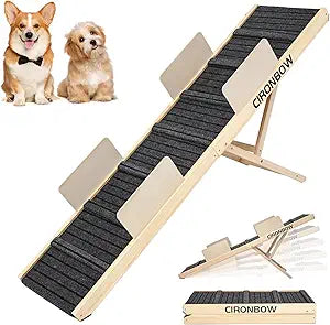 Upgraded Dog Ramp for Bed, Couch, Car, Foldable Pet Ramp, Non-Slip Pad & Safety Baffle-6 Adjustable Height 12' to 30', Portable Stable Pet Steps for Small & Medium Old Dogs & Cats