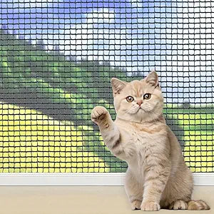 10x26 ft Cat Netting Balcony, No Steel Wire, Anti-Fall Safety Net for Cats Pet Balcony Screen, Catio Netting, Cat Fence Barrier for Apartment Balconies, Windows, Stair, Decks, Patios