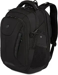 SwissGear Travel Tech Elite Laptop Backpack Fits Laptops up to 16 ScanSmart TSA-Friendly Backpack with USB Port, Shoe Compartment & Organizer Pockets Black