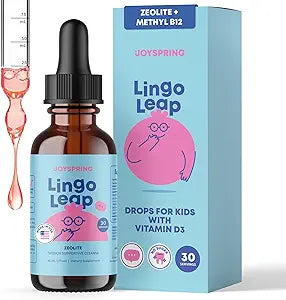 JoySpring LingoLeap â€“ Liquid Kids Formula with Zeolite Clinoptilolite, Methylated B12 & Vitamin D3 | Gentle Daily Support for Kidsâ€™ Wellness | Ages 3+ | (1fl oz) 30 Servings