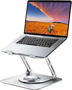 Laptop Stand for Desk, Adjustable Computer Stand with 360 Rotating Base, Ergonomic Laptop Riser for Collaborative Work, Foldable & Portable Laptop Stand, fits for All 10-16' Laptops