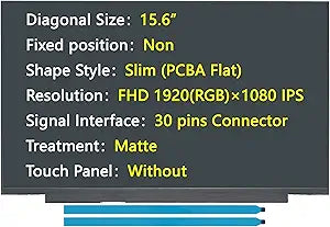 New LCD Screen Replacement for Lenovo Laptop Screen NV156FHM-N4S V8.0, NV156FHM-N4S V8.1, 15.6' FHD 1920 1080 IPS 30-pin Matte Non-Touch Screen