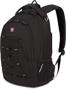 SwissGear 1186 Special Edition 13 Laptop Backpack Black Compact Tech Bag with Reflective Accents Multiple Organizer Pockets with Bungee Cords & D-ring Attachment Point