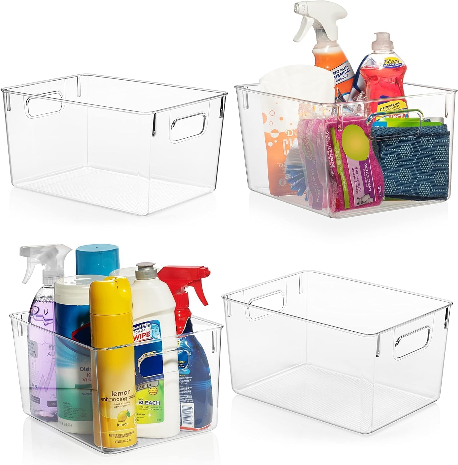 ClearSpace Clear Plastic Storage Bins \u2013 Pantry Organizers & Storage Containers, Cabinet Organizer - Home Organization Must Haves for Kitchen, Laundry Room, Office, Closet, Garage & Freezer