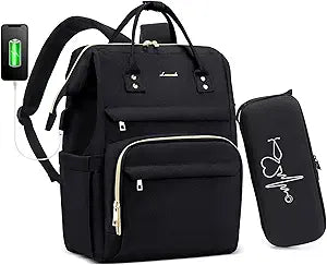 LOVEVOOK Nurse Backpack Laptop Backpack for Women with Stethoscope Case & USB Charging Port Anti Theft Travel Backpacks Doctor Bag Fits 15.6 Inch Laptop and Notebook, Black