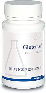 Biotics Research Gluterase Dietary Enzymes for Digesting Gluten, Specialized Enzyme Preparation, Tolerase, Gut-Supportive Nutrients, Okra, Marshmallow, Vitamin U Complex, 60 Tablets