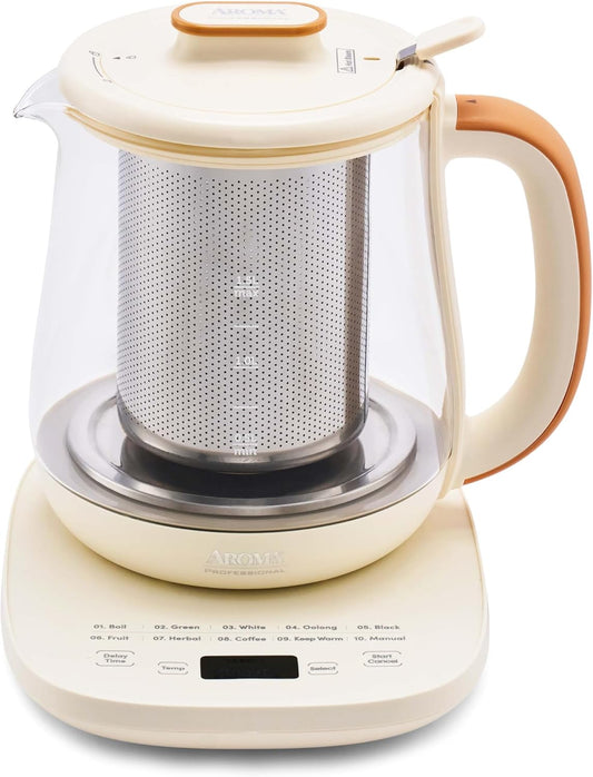 AROMA Professional Infusion Glass Electric Tea Kettle with Temperature Control and 10 Preset Modes (6 Cups, 1.5 Liters)