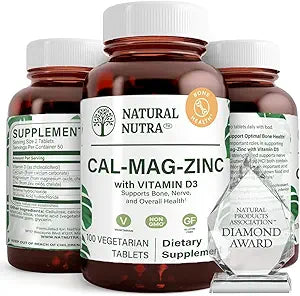 Natural Nutra Calcium Magnesium Zinc with Vitamin D3 - CMZ Supplement | Bone Strength, Immune Support, Muscle & Nerve Health - Cal-Mag Zinc Supplement - Digestion Support - 100 Tablets (Pack of 3)