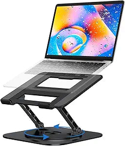 MCHOSE Laptop Stand for Desk, Ergonomic Laptop Riser with 360 Rotating Base, Foldable Notebook Computer Holder Stand Compatible with MacBook Air Pro, Dell XPS, More 10-17' Laptops, Black