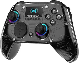 AOC PC Controller Interactive Screen Wireless Controller Compatible with PC/Switch/Switch 2/iOS/Android, Hall Effect Joystick & Triggers, RGB Lighting, Adjustable Vibration/Turbo, 1000mAh Battery(Black)