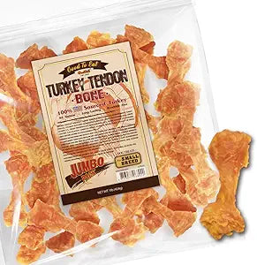 Gootoe Turkey Tendons for Dogs All-Natural, Hypoallergenic Dog Treats, Rawhide Alternative, Long Lasting Puppy Chews, Healthy Dog Treats for Small Breeds, Bone (S), 16 oz Pack (1 lb)