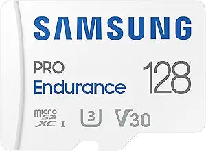 Samsung PRO Endurance 128GB MicroSDXC Memory Card with Adapter for Dash Cam, Body Cam, and Security Camera Class 10, U3, V30 ( MB-MJ128KA/AM)