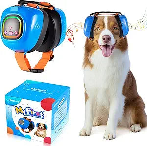 Dog Music Headphones for Anxiety Relief Fireworks Thunder Noise Blocking Earmuffs with Sound Isolation Calming Classical ASMR Music for Dogs Pet Ear Muffs (Blue, S)