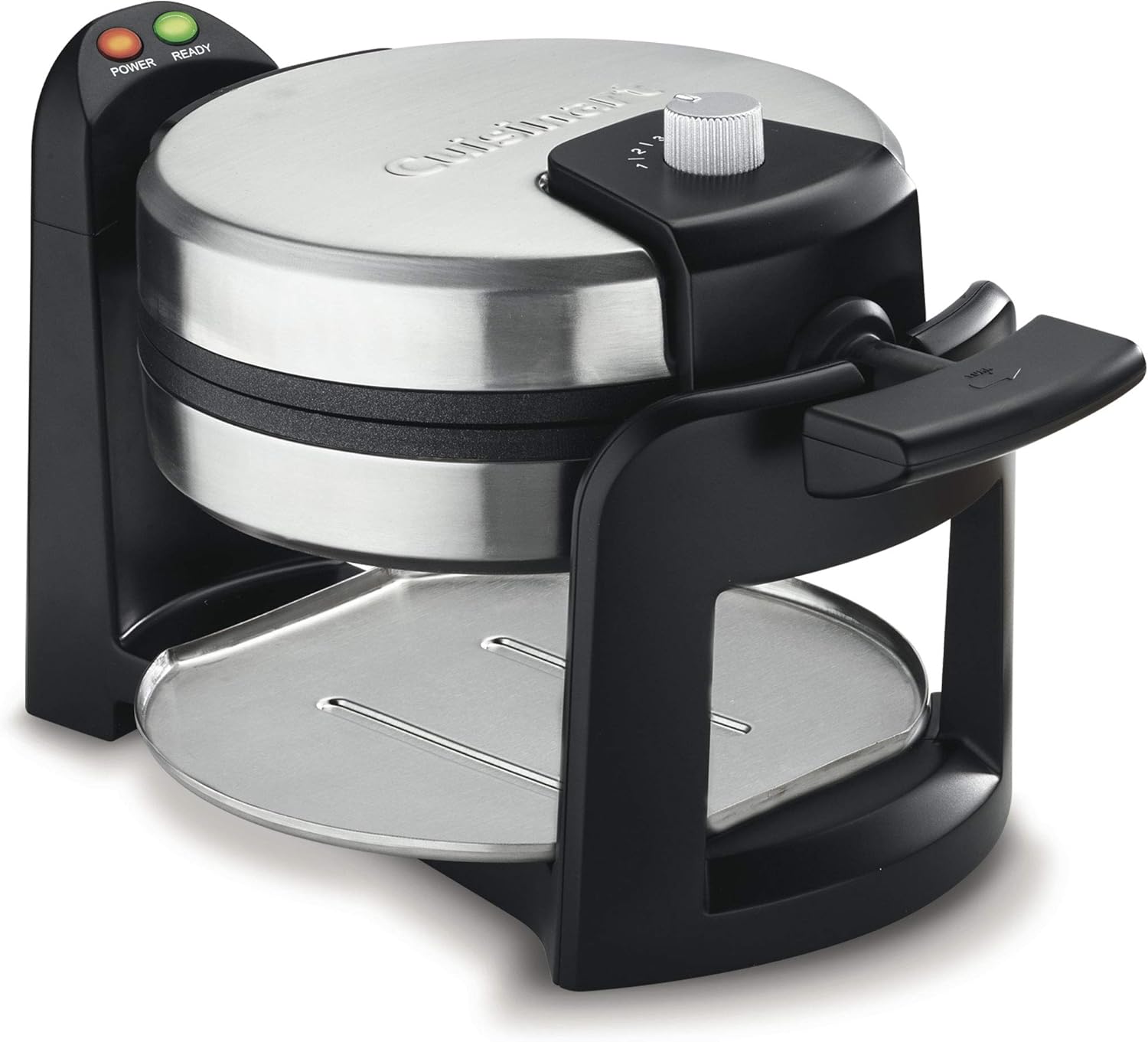 Cuisinart Round Flip Belgian Waffle Maker, Black\/Silver, 1 inch thick, WAF-F30NAS