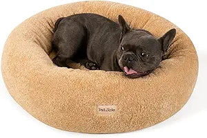 Self-Warming Calming Donut Dog Bed for Small Dogs & Cats Orthopedic Memory Foam Round Pet Bed for Anxiety Relief & Joint Support, Waterproof Liner, Washable Removable Cover, Non-Slip Bottom