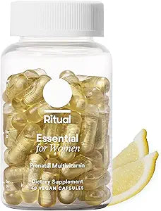 Ritual Prenatal Vitamins for Women Folate & Choline for Neural Tube Support, Omega-3 DHA for Fetal Brain Development, Iron, Calcium-Helper D3 & K2, Non-GMO, Vegan, Citrus, 30 Days