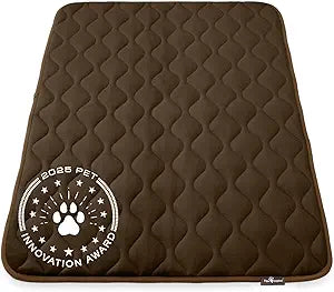 Paw Inspired Washable Padded Crate Mats for Dogs | 47 x 29 Pad, Fits 48-inch Kennels | Leakproof, Waterproof Bottom, Plush Pet Beds (Dark Brown)