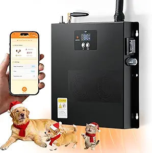 Briidea WiFi Dog House Heater 400W with LoRa Technology Up to 1200ft Long Range, 3s Fast PTC Heating, Adjustable 32 122 F for 120 Cu Ft, 11.5ft Anti-Chew Cord, 2.4 & 5GHz Dual-Band WiFi