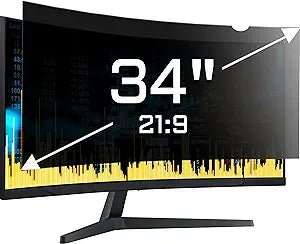 ZYY 34 Inch(diagonal) Computer Privacy Screen Filter (31 1/4 Ã— 13 3/8) With Anti Glare, Anti UV Protection, Curved Monitor Privacy Screen Protector Film 21:9 Aspect Ratio For Desktop Computer Monitor