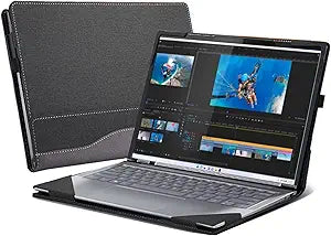 Laptop Cover for Lenovo Slim 7i (14 Intel) Laptop (14 Intel) All-Inclusive Drop-Proof Case 14' PU Leather Inner Pocket Cover (Gray)