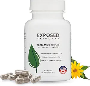 Exposed Skin Care, Probiotic Supplement Complex with 1 Billion CFU â€“ Daily Probiotic for Skin, Gut and Immune Health Support â€“ Digestive Wellness Formula for Men and Women â€“ Non-GMO, 60 Capsules