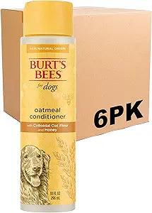 Burt s Bees for Pets Oatmeal Dog Conditioner with Honey, Moisturizing Dog Coat Conditioner for Dry and Sensitive Skin to Help Soften and Nourish Coats During Grooming, 10 Fl Oz - 6 Pack