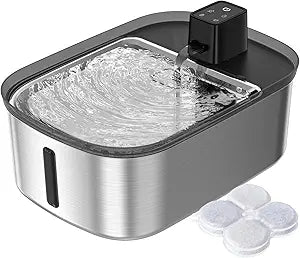 Wireless 7.5l/254oz/2Gal Dog Water Fountain for Large Dogs Stainless Steel, Quiet Pet & Cat Water Fountain with Motion Sensor, Automatic Water Dispenser for Dogs&Multi-Pet Homes Continuous Fresh Flow