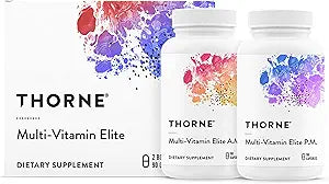 THORNE - Multi-Vitamin Elite - Daily Nutritional Supplement - AM Formula Supports Cellular Energy Production &PM Formula Supports Restful Sleep* - Gluten-Free, Dairy-Free - 180 Capsules - 30 Servings