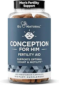Eu Natural Conception for Him - Male Fertility Supplements with Ashwagandha, Folate & Zinc - Sperm Count, Motility & Strength Support - Fertility Support for Men, 60 Vegetarian Capsules