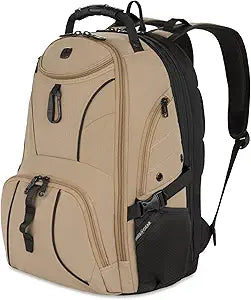 SwissGear 1900 ScanSmart 17 Laptop Backpack Brown Reflective Tech Backpack with ScanSmart Compartment Multiple Organizer Pockets & RFID Scan Blocking Technology