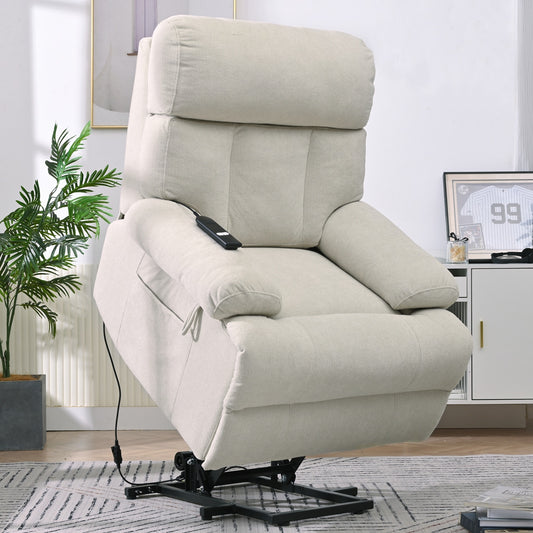 Tatayosi Oversized Power Lift Recliner Chair for Elderly Electric Fabric Recliner Chair for Seniors Home Theater Seating Reclining Sofa Chair with Remote Control Side Pocket Spacious Seat(Light Gray)