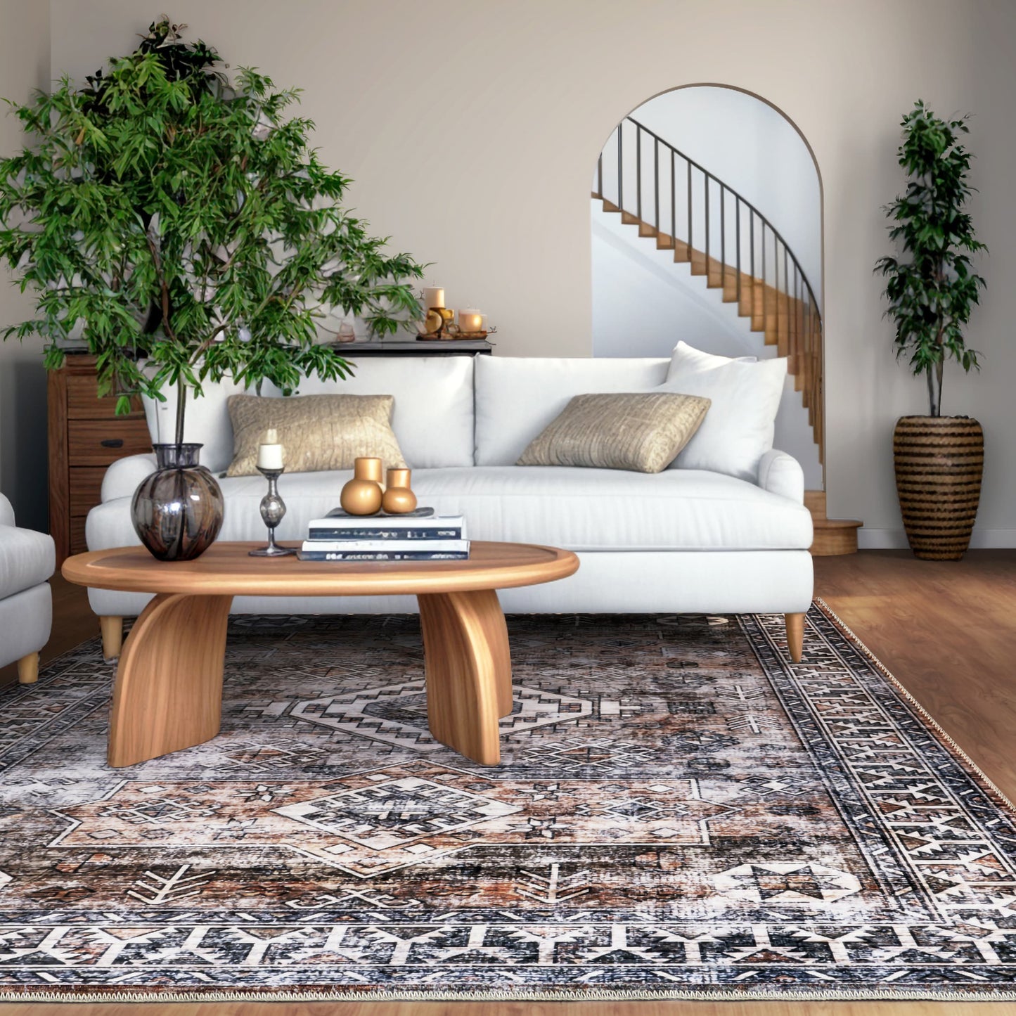 nuLOOM Layana SplashGuard Geometric Machine Washable 9ft. x 12ft. Rust Area Rug