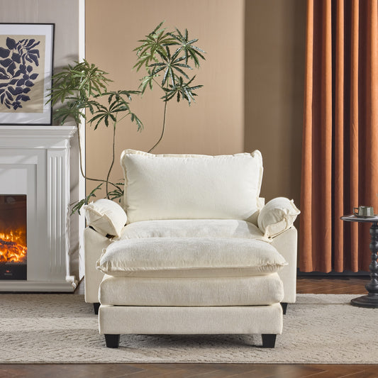Outopee 2 -Pack 52.3-in W Modern Off-white Chenille Club Armchair