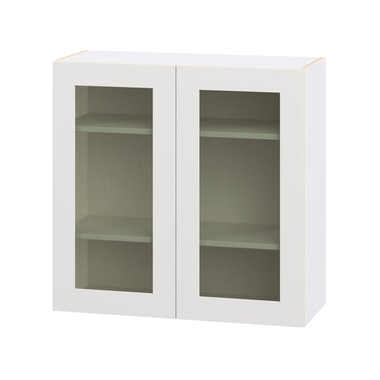 Hugo&Borg Jolie 36-in W x 35-in H x 14.75-in D Warm White Wall Fully Assembled Cabinet Glass Panel Glass