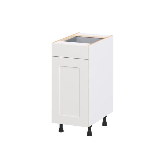 Hugo&Borg Jolie 15-in W x 34.5-in H x 24.5-in D Warm White Pull-out Cabinet Base Fully Assembled Cabinet Recessed Panel Shaker