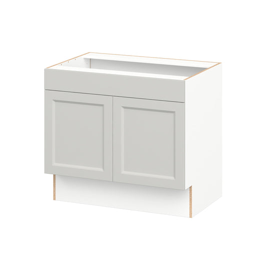 Hugo&Borg Belcourt 36-in W x 32.5-in H x 24.5-in D Painted Light Gray Sink Base Fully Assembled Cabinet Recessed Panel Shaker