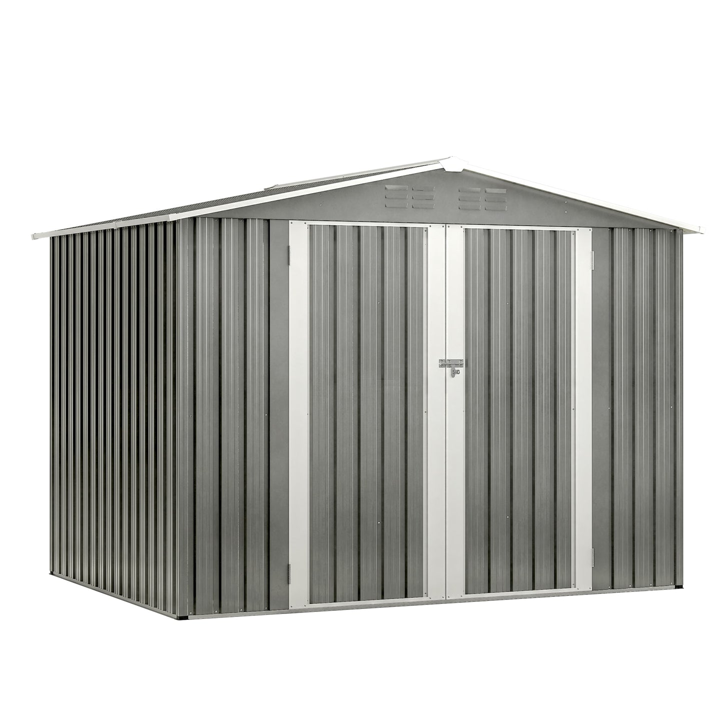 LOVMOR 8x6 Galvanized Steel Shed Lockable Vented Multipurpose Outdoor Storage