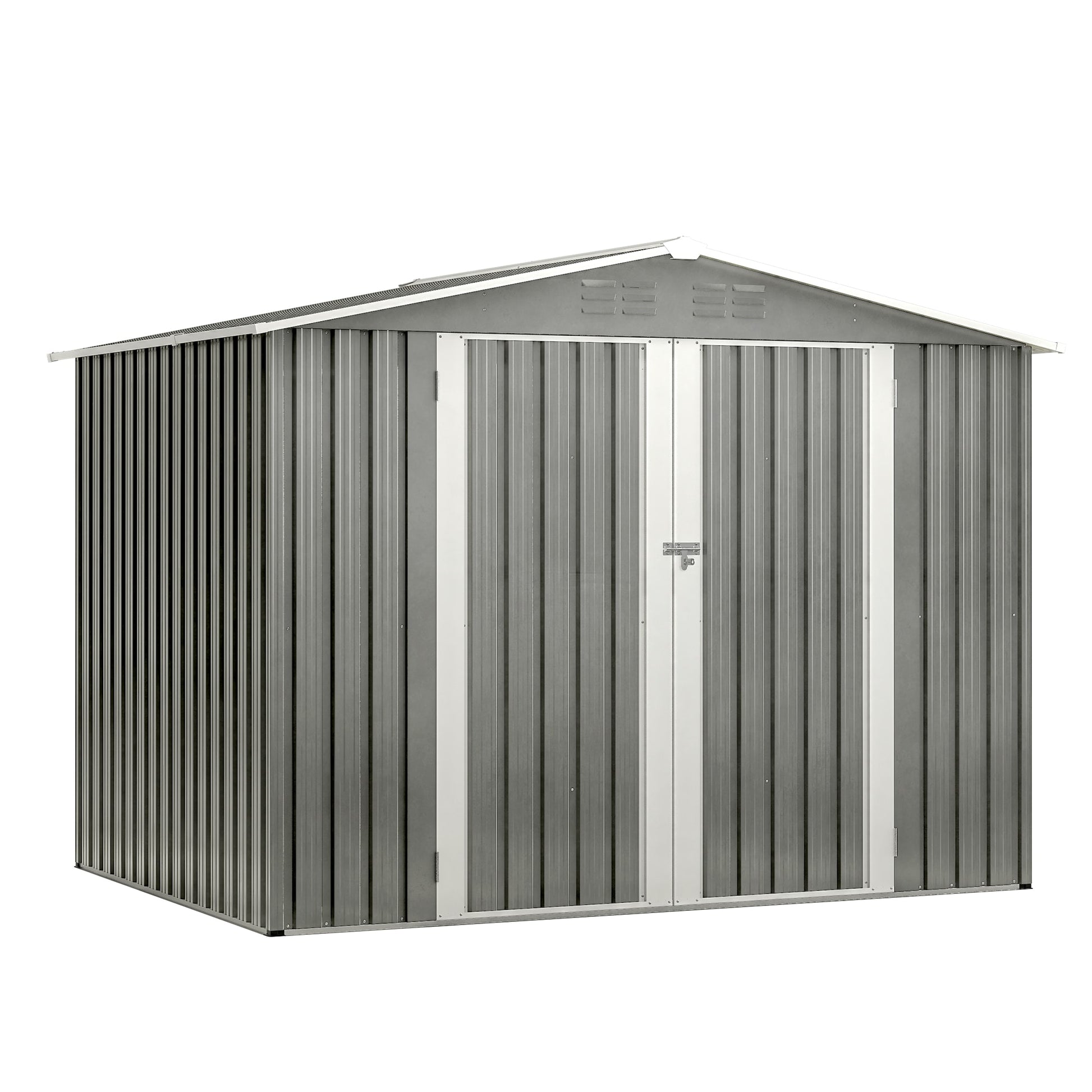 LOVMOR 8x6 Galvanized Steel Shed Lockable Vented Multipurpose Outdoor Storage