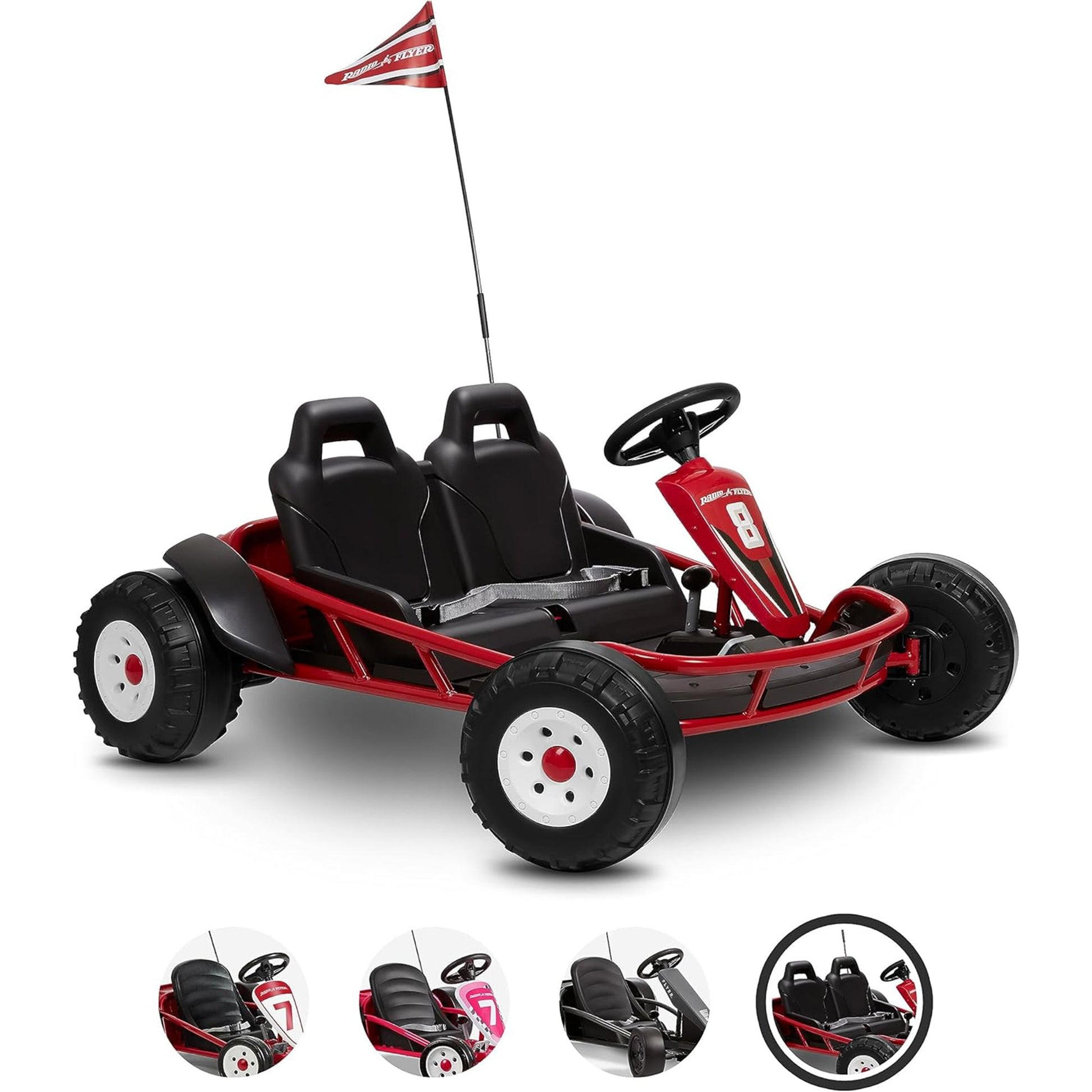 Radio Flyer  Ultimate 24 Volt Electric Go-Kart for Kids Ages 3-8  2-Seater  Red