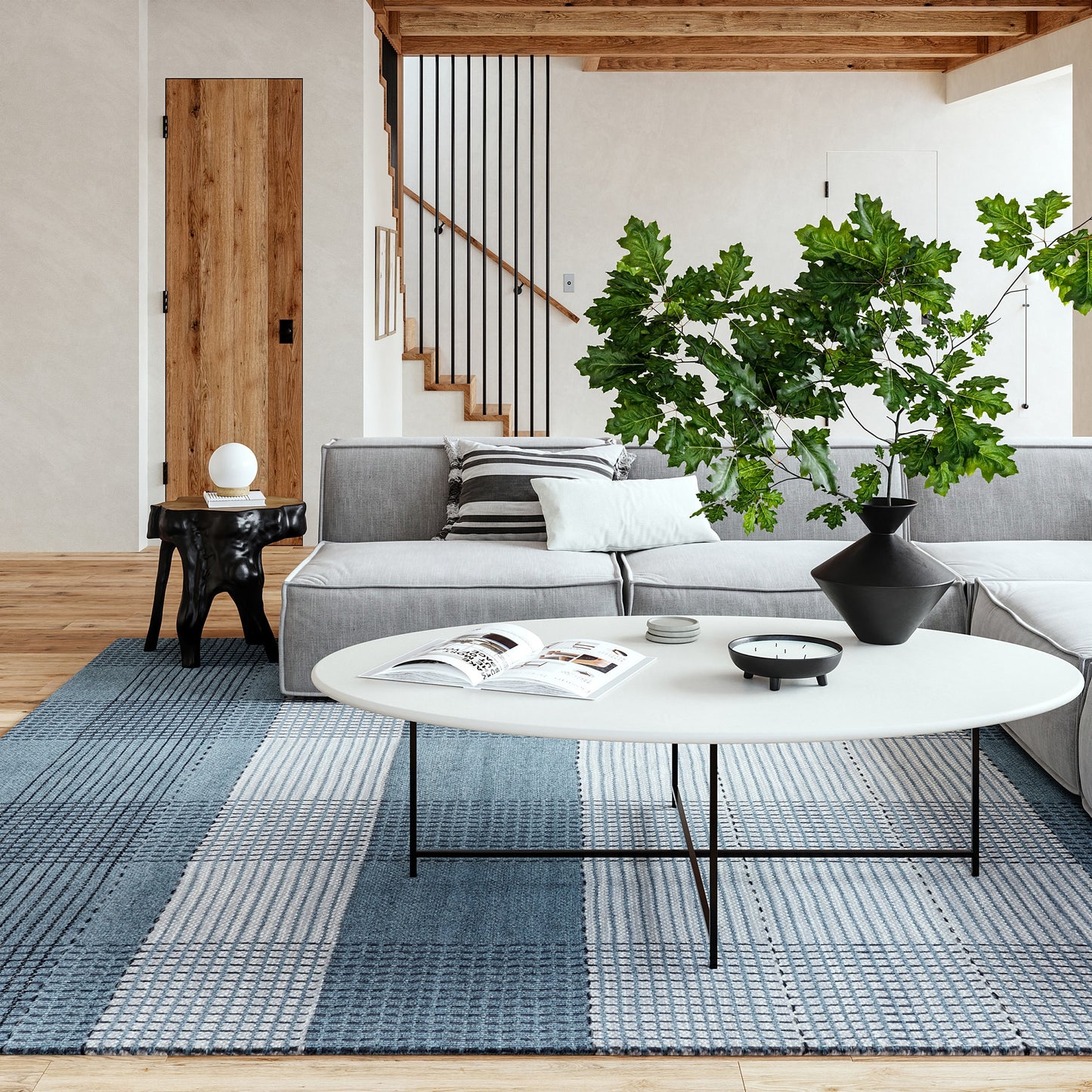 nuLOOM Oregon Plaid Wool 8ft. x 10ft. Blue Area Rug