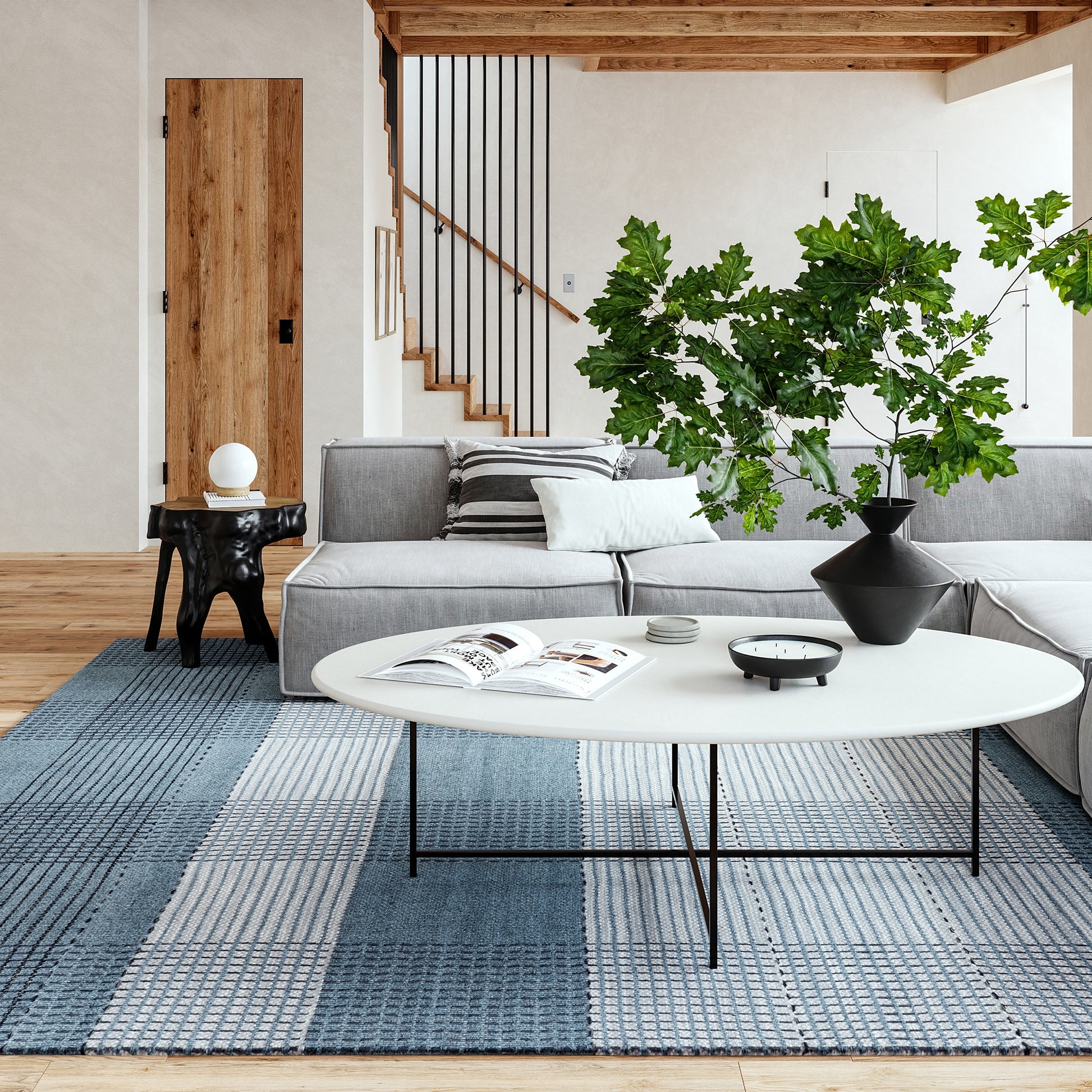 nuLOOM Oregon Plaid Wool 8ft. x 10ft. Blue Area Rug