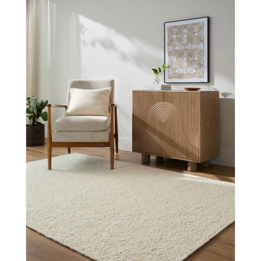 Livabliss Leman 5 x 8 (ft) Flatweave Wool Cream Rectangular Indoor Solid Bohemian/Eclectic Spot Clean Only Pet Friendly Area rug