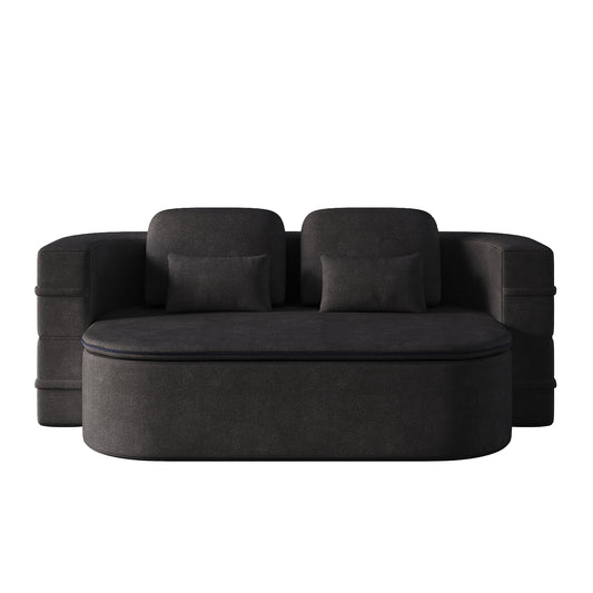 Bybafun Black Casual Chenille Sofa bed