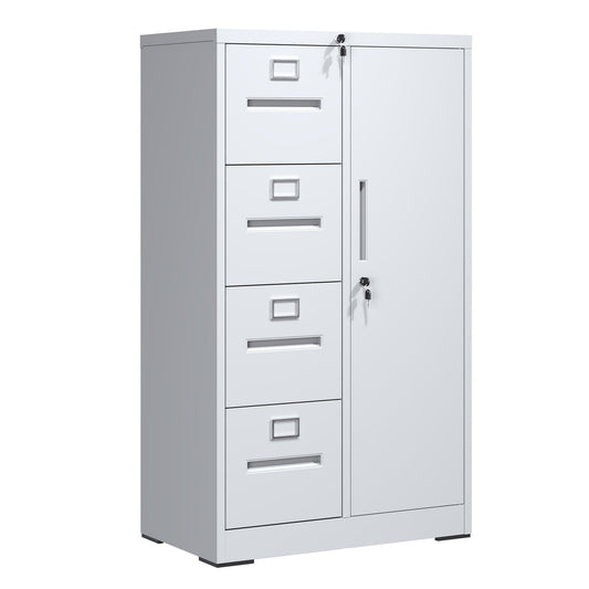 Kahomvis White Office Cabinet