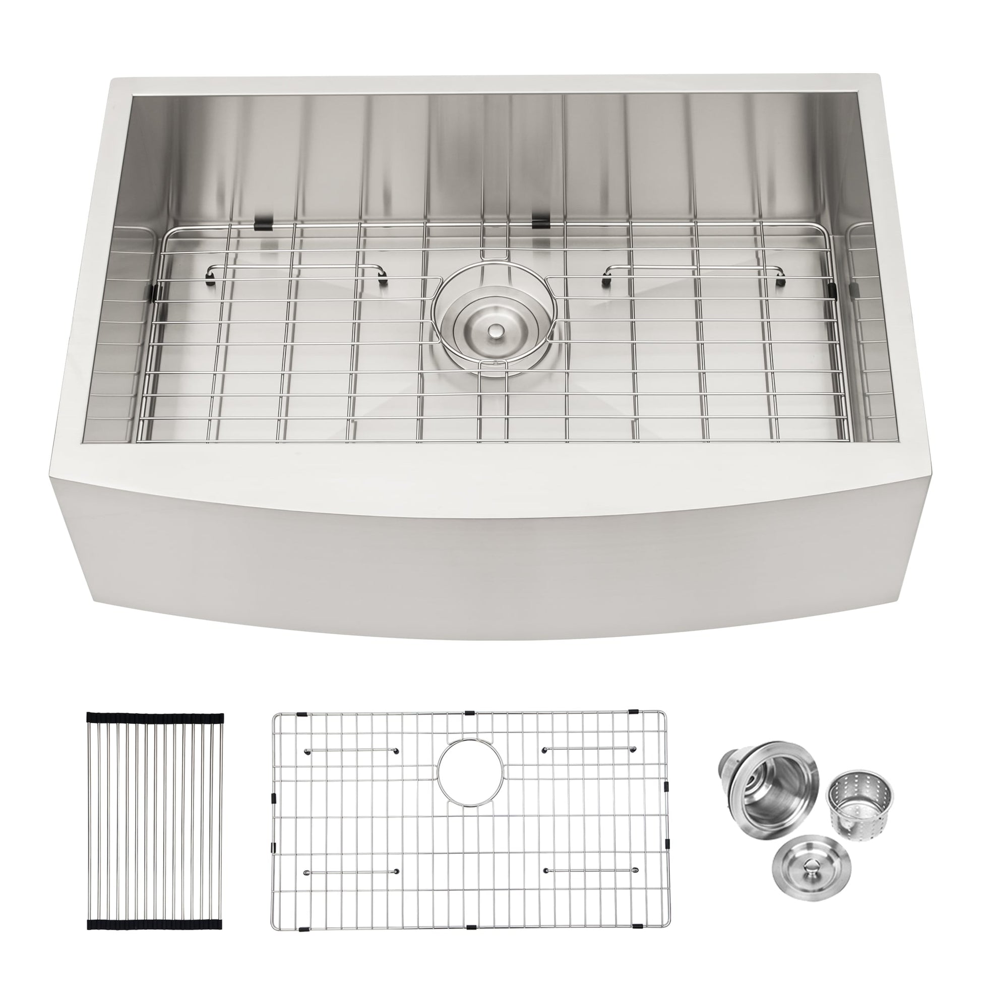 LIVIZA SS Farmhouse apron front 33-in x 20-in Stainless steel Single bowl 16 -Gauge Kitchen Sink