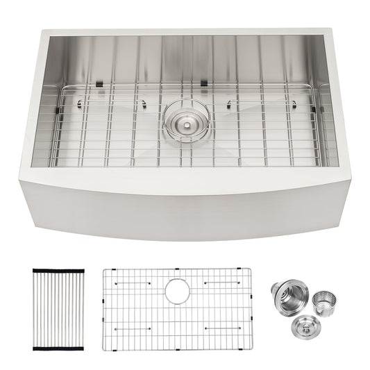LIVIZA SS Farmhouse apron front 33-in x 20-in Stainless steel Single bowl 16 -Gauge Kitchen Sink