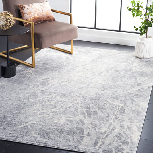 Safavieh Jasper 100 9 x 12 (ft) Loomed Polypropylene Gray/Ivory Rectangular Indoor Abstract Mid-Century Modern Professionally Clean Only Area rug