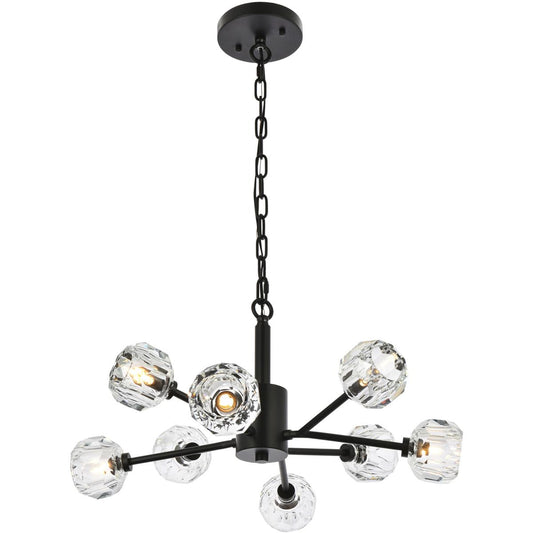 Elegant Lighting  3509D24BK Graham 8 Light 24 inch Black Pendant Ceiling Light