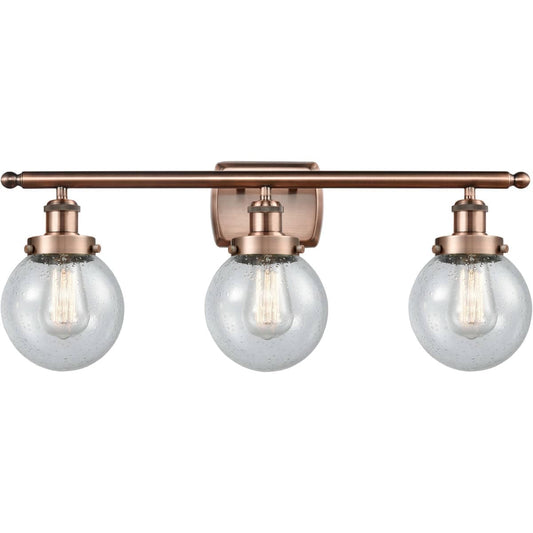 Innovations Lighting  916-3W-AC-G204-6-LED Ballston Beacon Bathroom Vanity Light Antique Copper