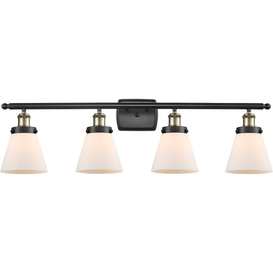 Innovations Lighting  916-4W-BAB-G61 Ballston Small Cone Bathroom Vanity Light Black Antique Brass